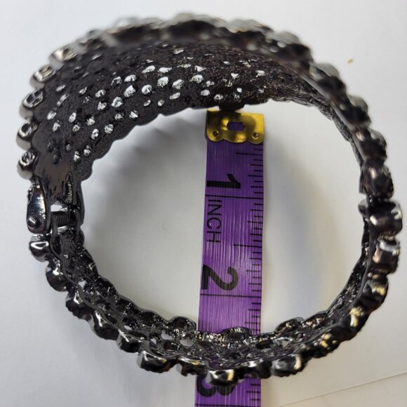 Gorgeous Hematite Rhinestone Wide Cuff Bracelet - Picture 8 of 15